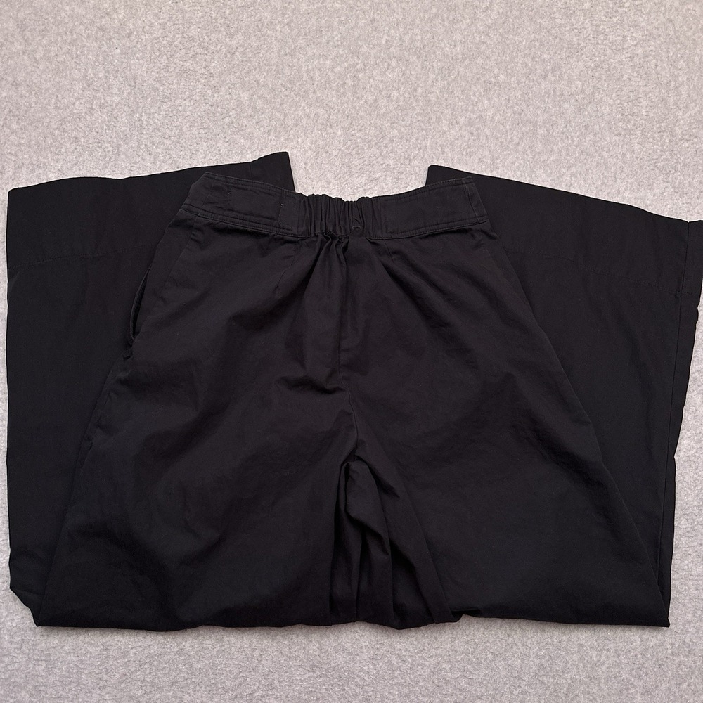 Anthropologie Wide Leg Ankle Pants Womens 4 Black High Rise 100% Cotton EUC - Picture 10 of 11